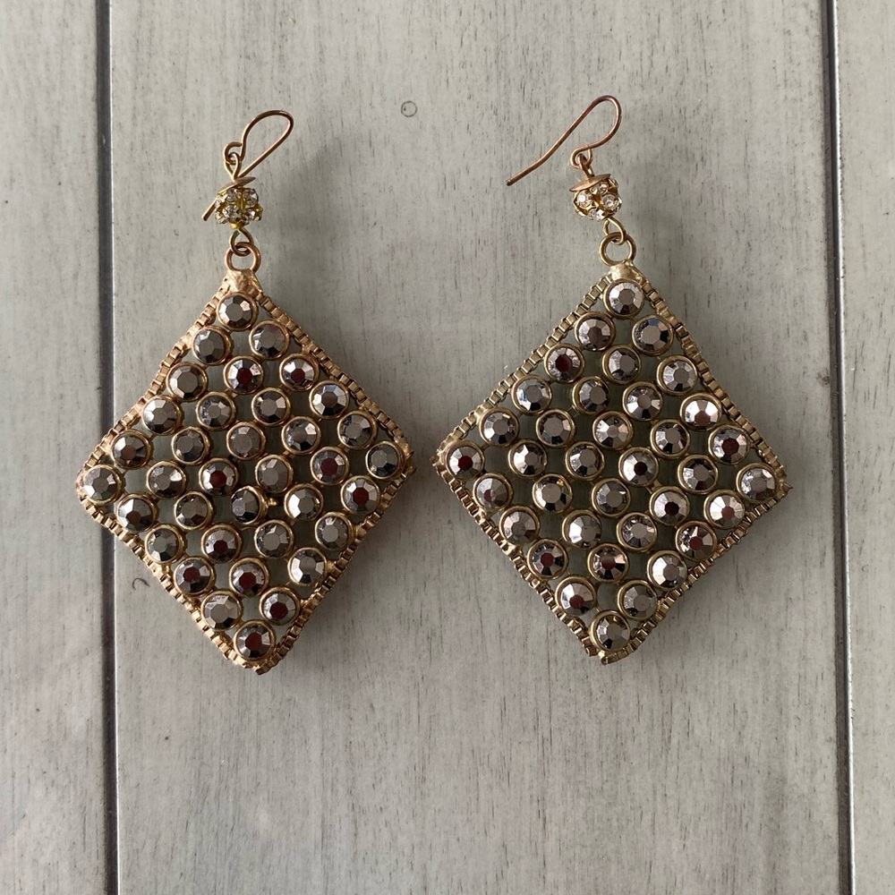 Mesh green and gold earings